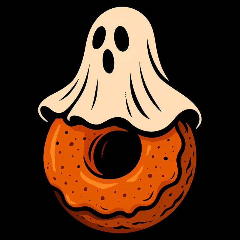 Ghost Donut Halloween Motif