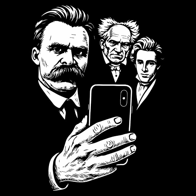 Nietzsche-Selfie mit Schopenhauer und Kierkegaard