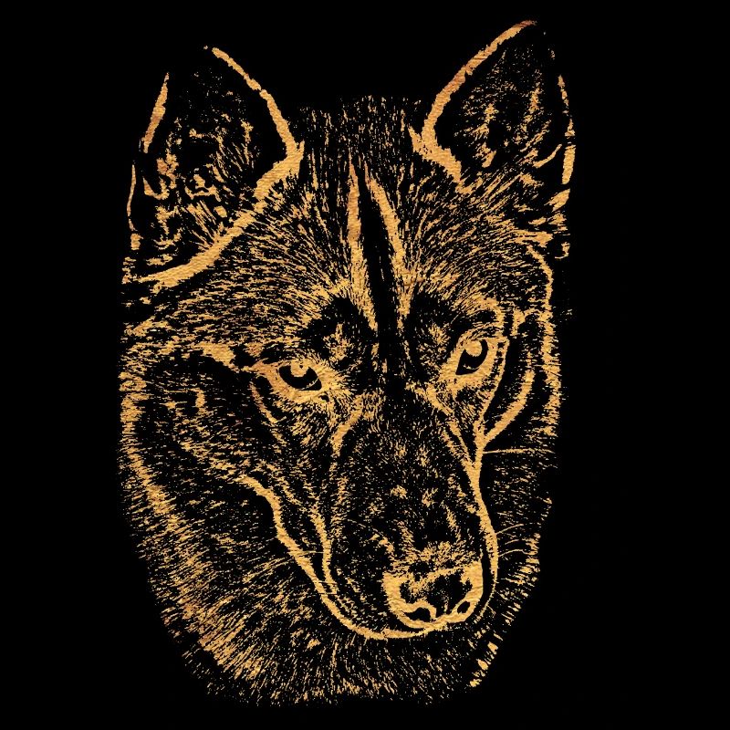 Golden Wolfhead Husky Silhouette