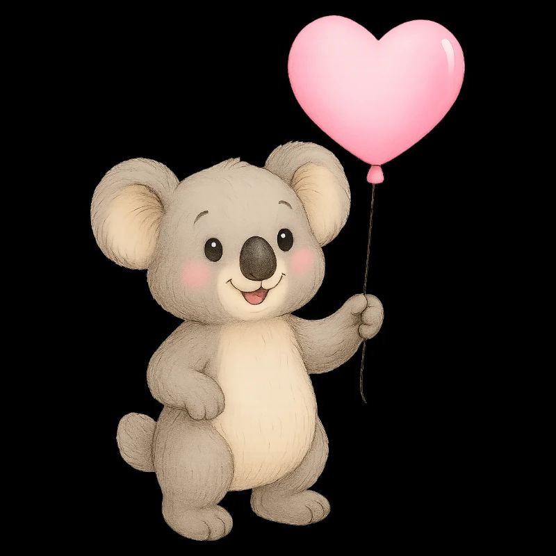 Cuddly koala with heart balloon