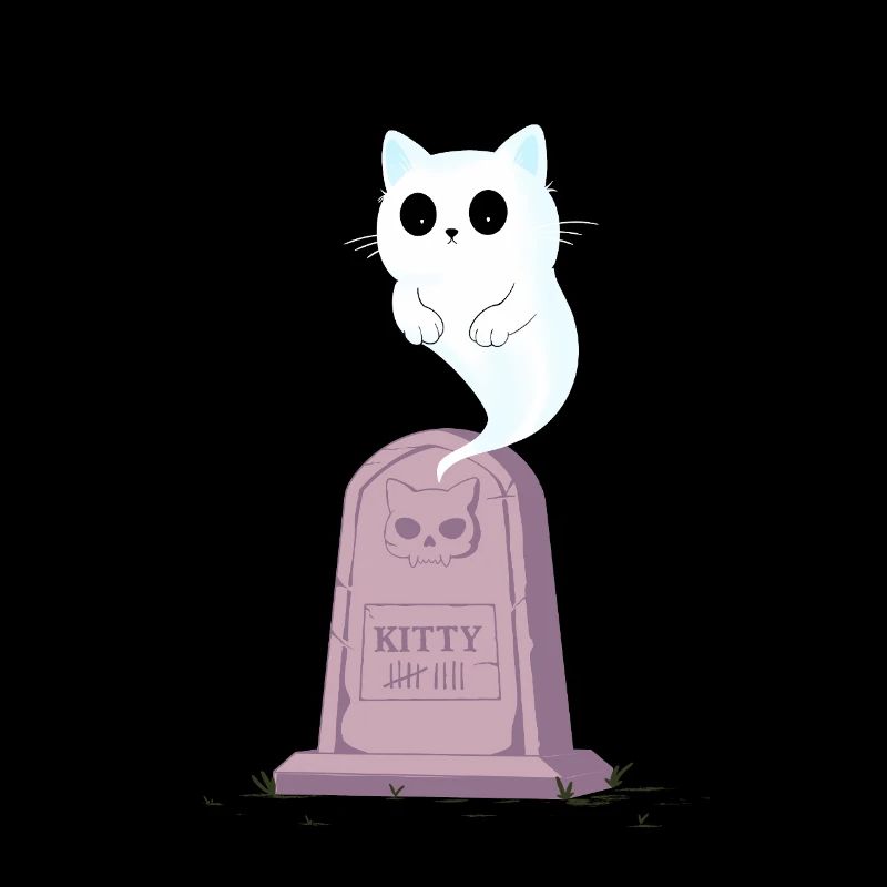 Ghost kitten on the gravestone