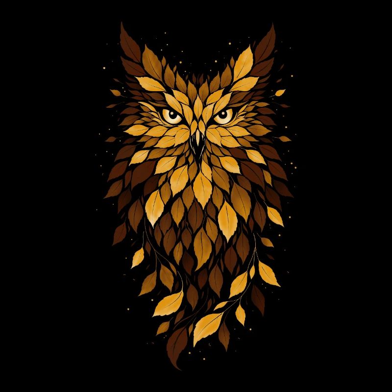 Motif de feuilles de chouette dorée
