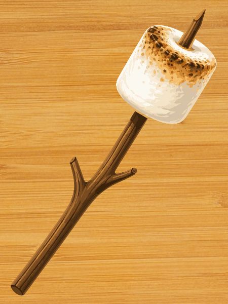 Roasted marshmallow on a stick