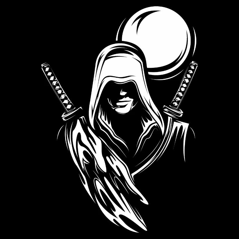 Warrior Symbol Illustration Moon Sword Logo icon