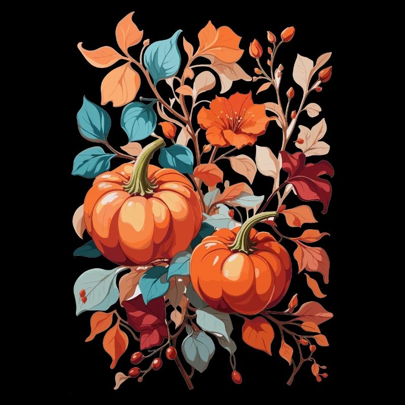 Pumpkin with leaves