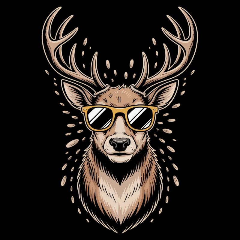 Deer with antlers and sunglasses