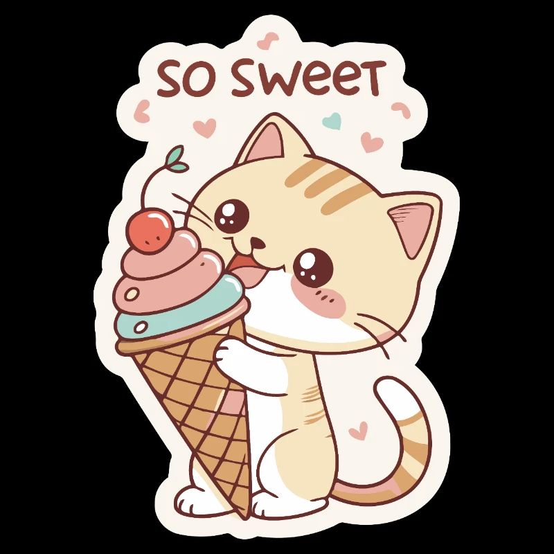 Chat gourmande et cornet pastel