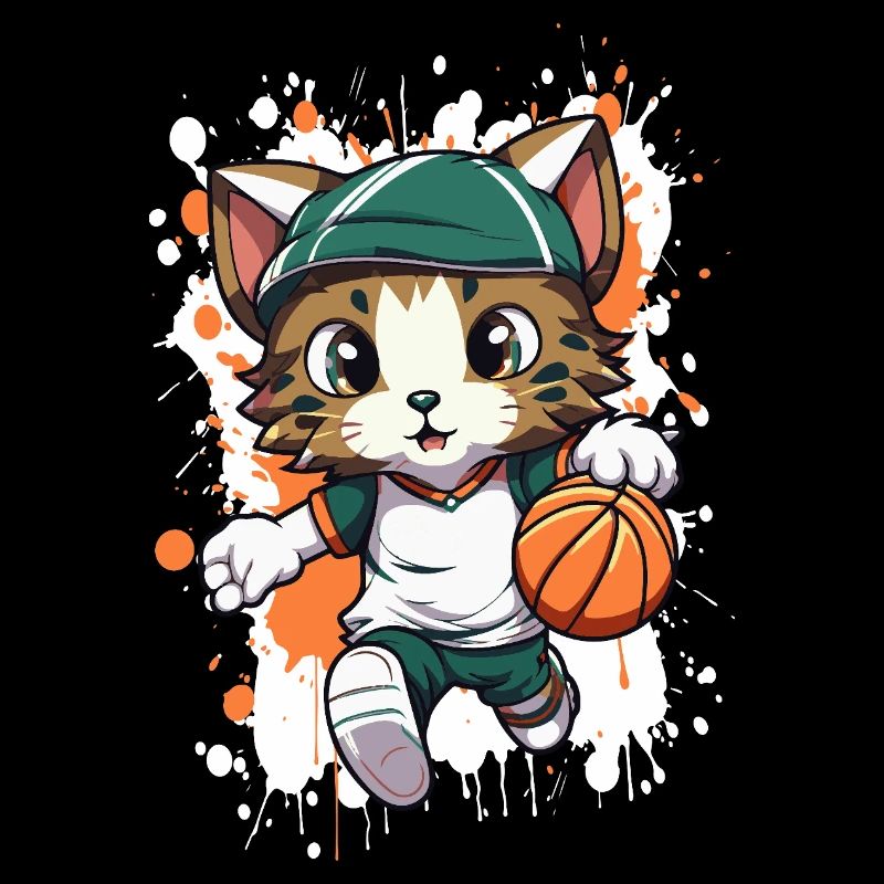 Mascotte de basketteur, chat mascotte