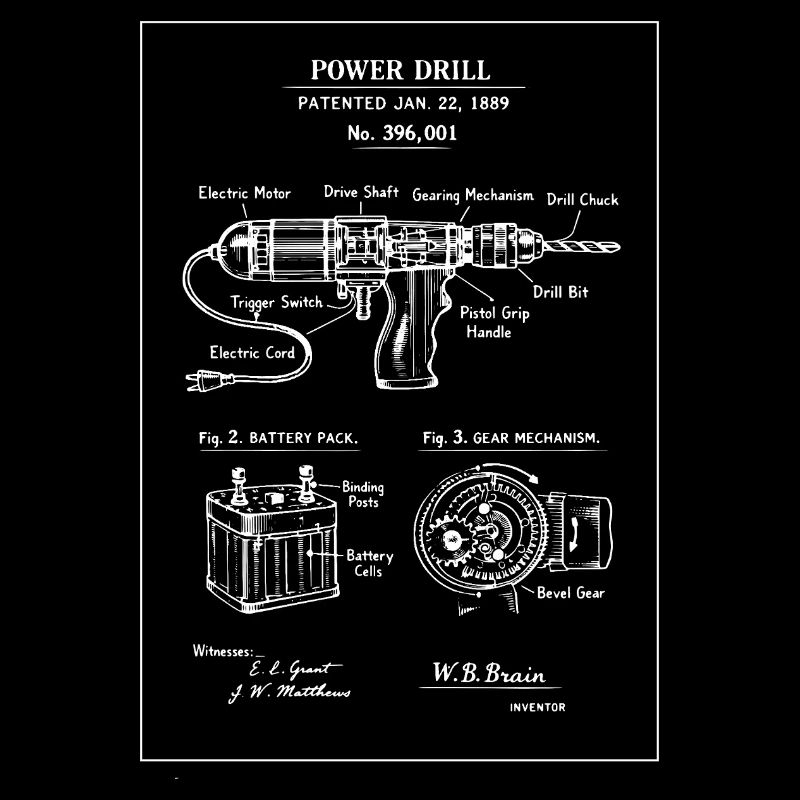 Power Drill Blueprint Sketch