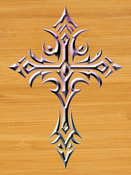 Crimson Lilac Ornate Cross