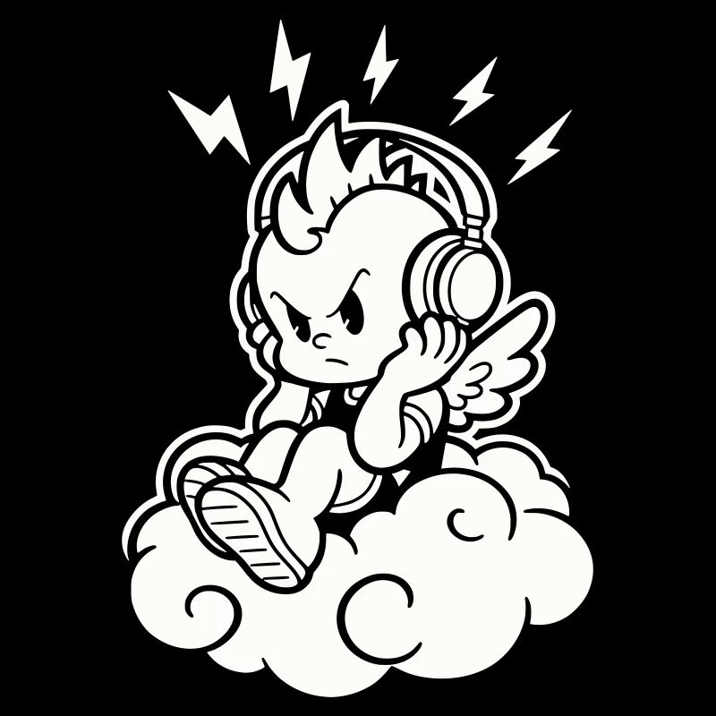 Punk Engel – Cherub mit Kopfhörern