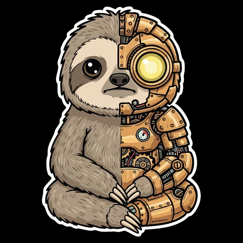 Sloth Cyborg Steampunk Mechanical Gold