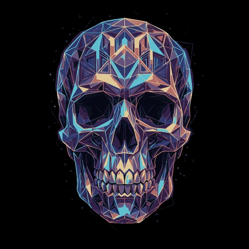 Crâne géométrique en pleine explosion de couleurs