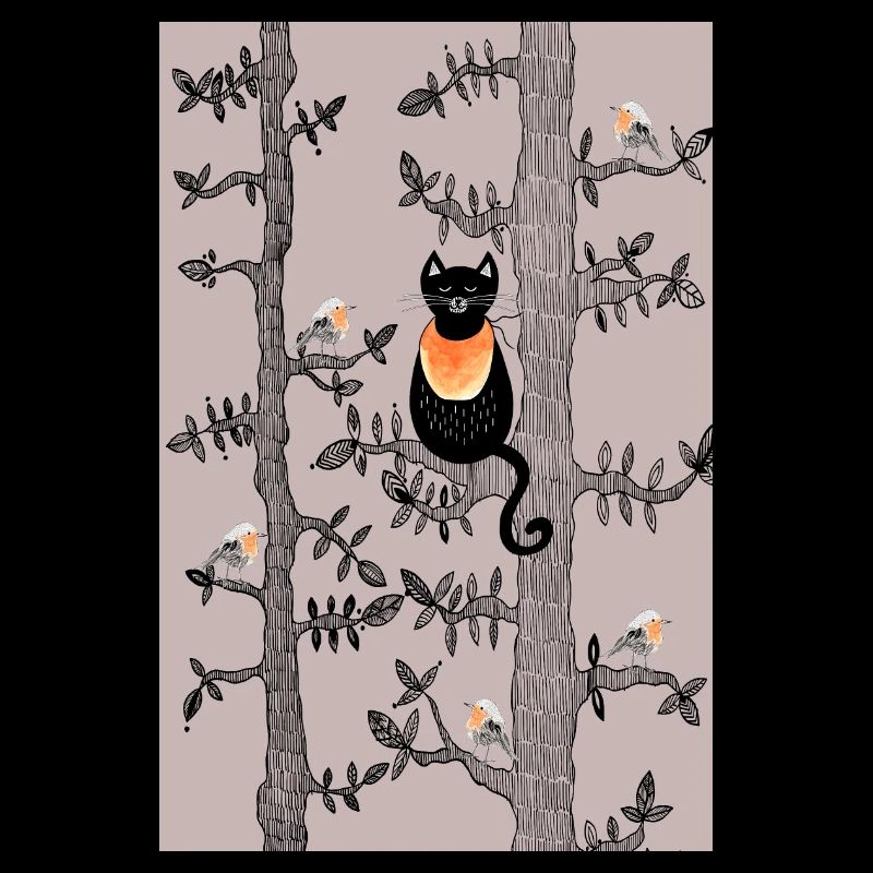 Katze & Rotkehlchen Poster