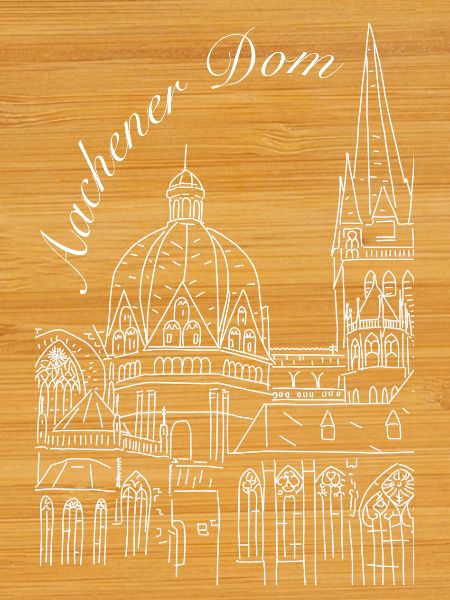 Aachen Cathedral in Germany, hand-drawn