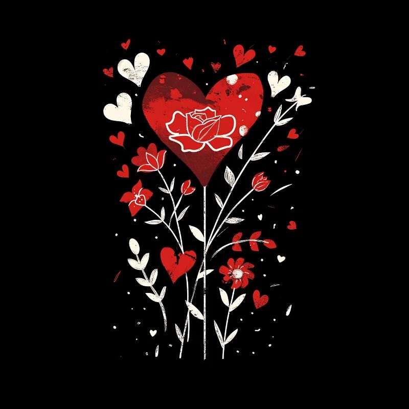 Conception de la Saint-Valentin avec des cœurs, des feuilles et des Roses