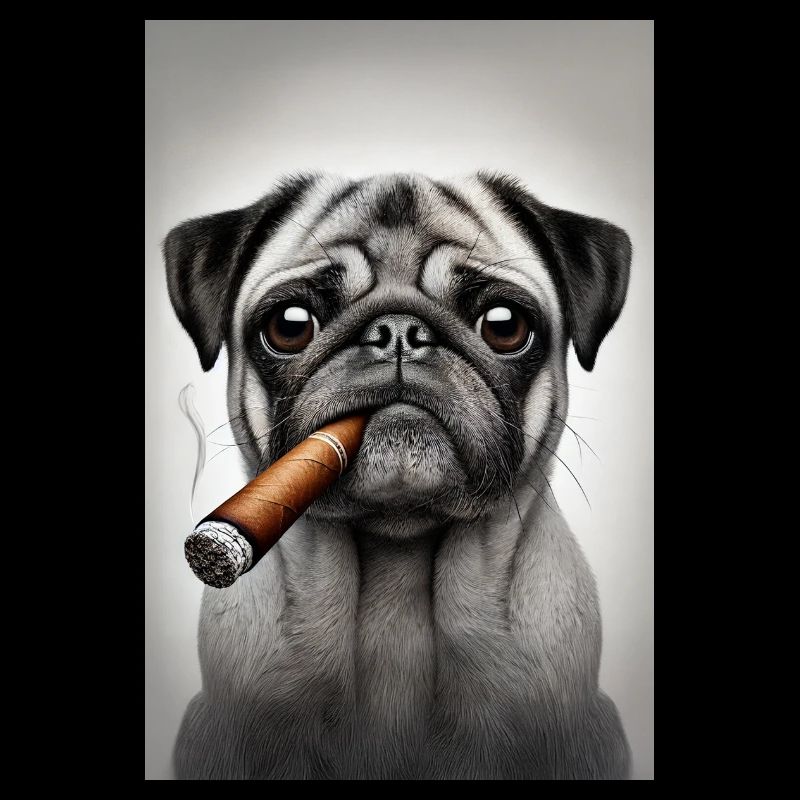 Pug with cigar