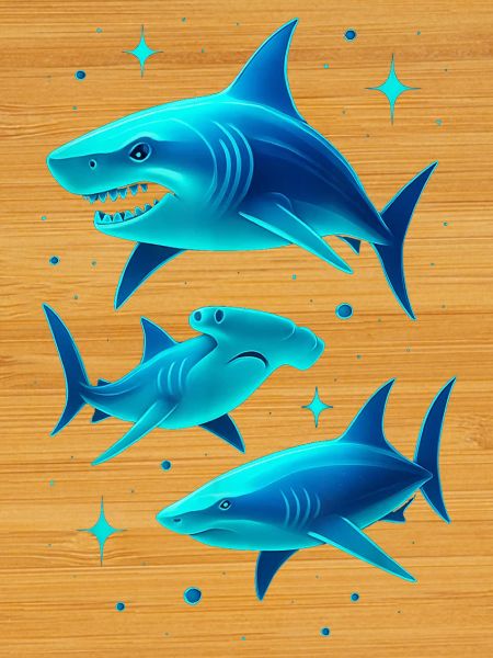 Futuristic Neon Shark Illustration