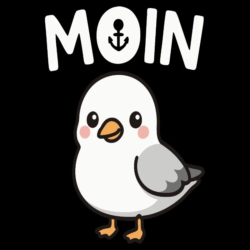 Cute seagull with anchor details