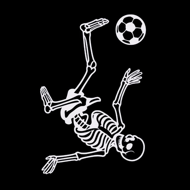 Skeleton with soccer ball makes overhead kick
