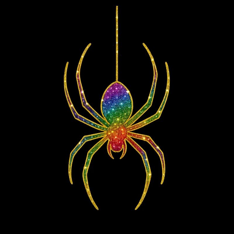 Rainbow glitter spider motif