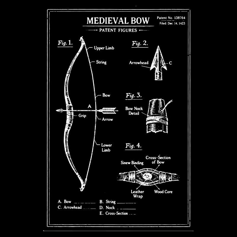 Medieval Bow Blueprint Illustration