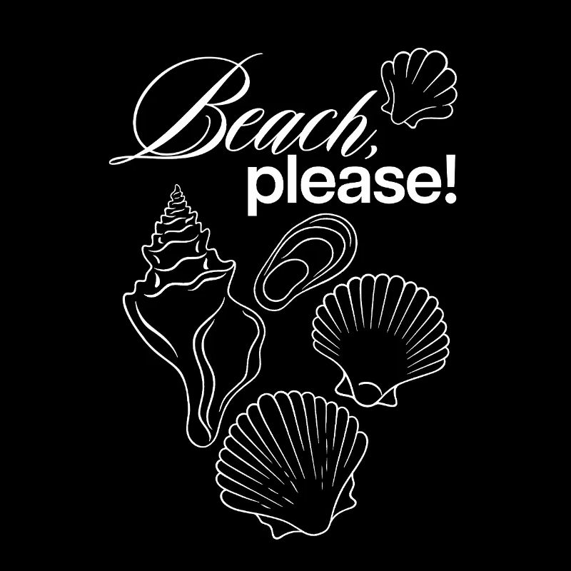 Beach Please Coastal Shell Illustration