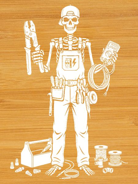 Skeleton Electrician with Toolkit