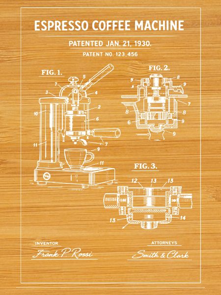 Espresso Machine Blueprint Sketch