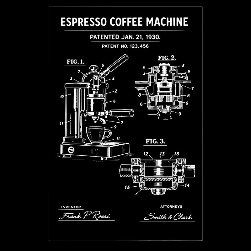 Espresso Machine Blueprint Sketch