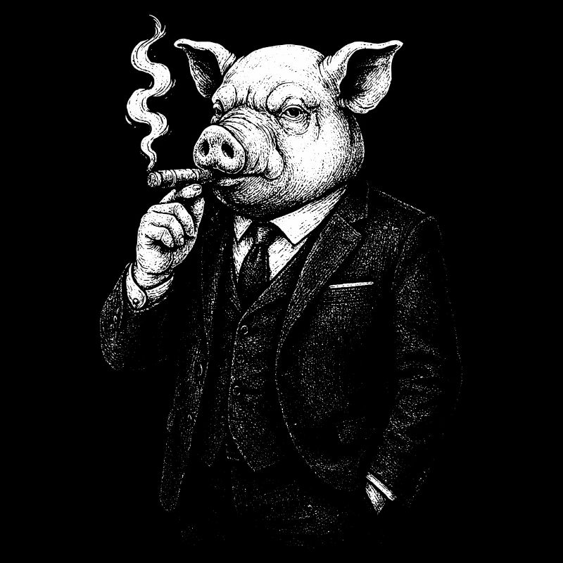 Dapper Pig in a Smoking Suit