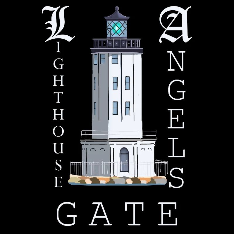 Los Angeles, dessin à la main du phare Angels Gate