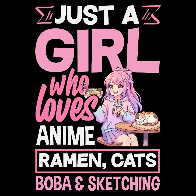 Filles d’anime Ramen Chats Boba Dessin