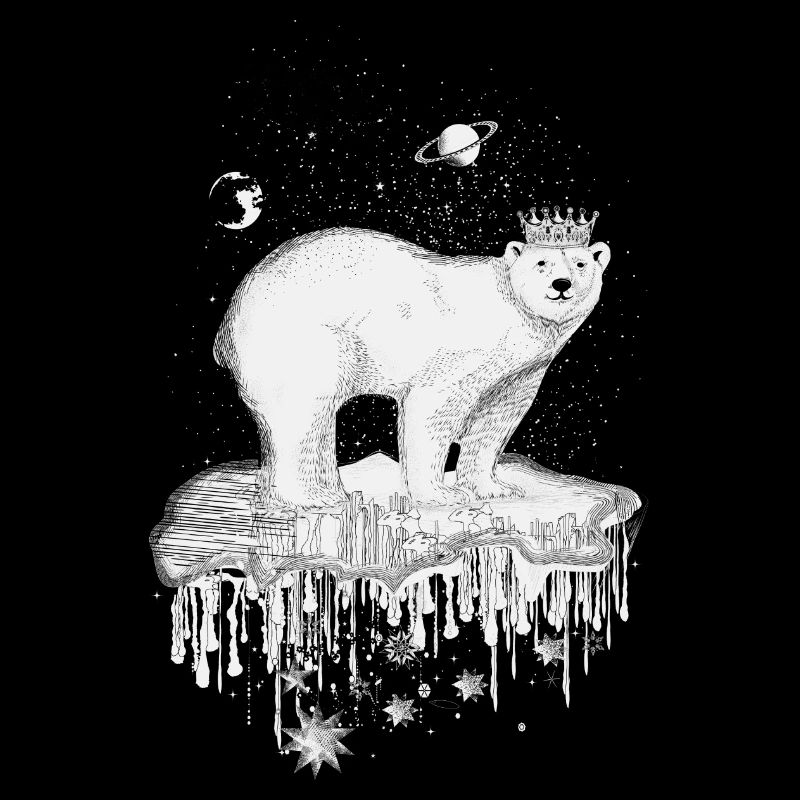 Polar bear with crown on ice floe