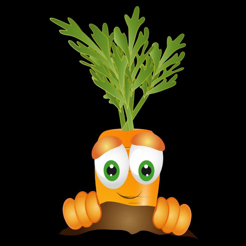 funny ripe carrot in vegetable beds