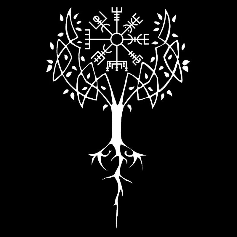 Weißer Baum des Lebens und Wikingerkompass