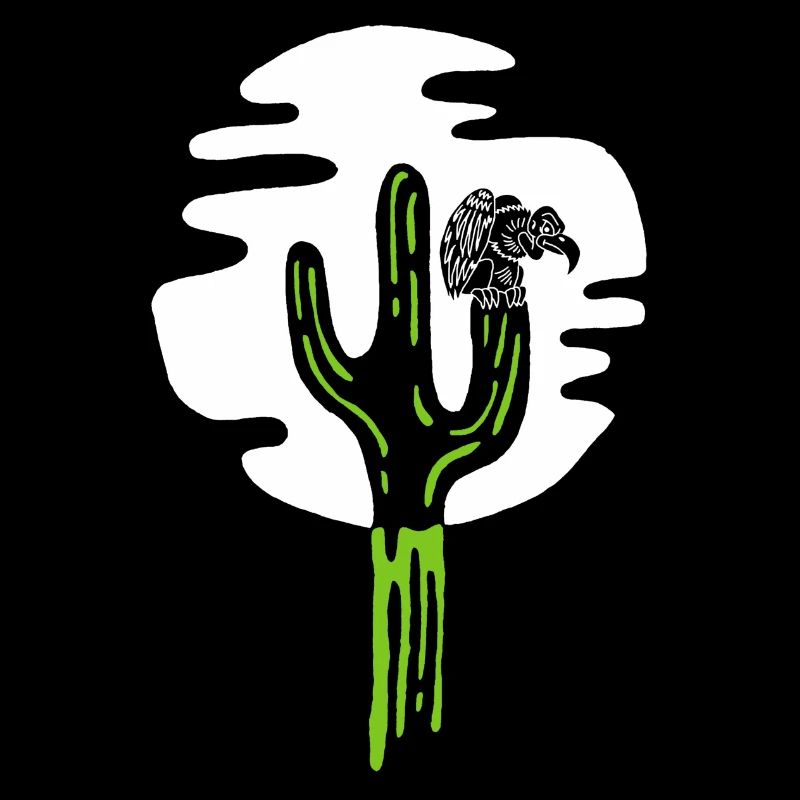 Cactus et vautour sous la lune