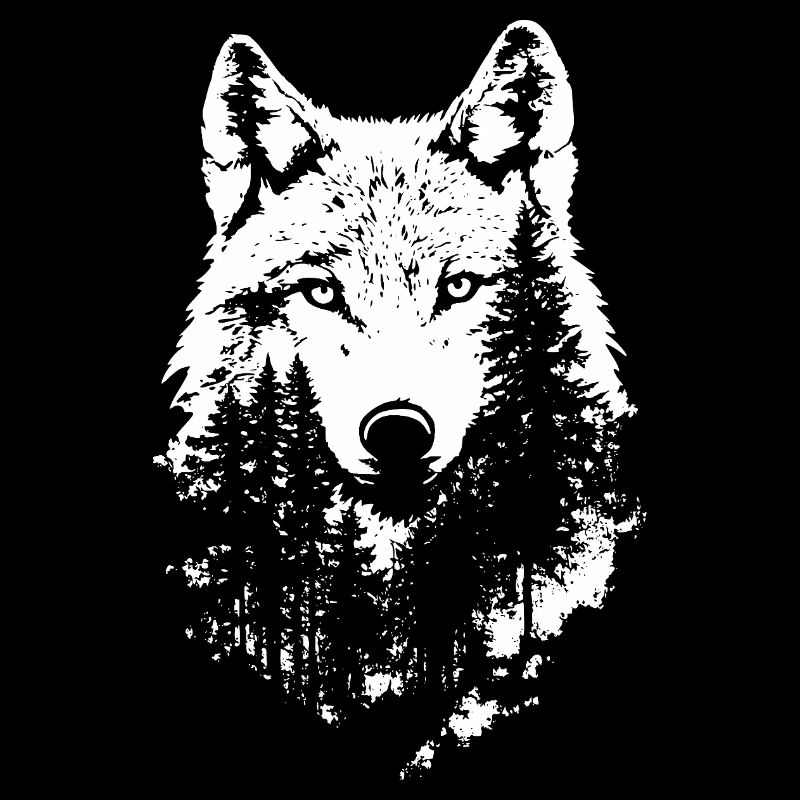 Wolf Gesicht Wald Silhouette