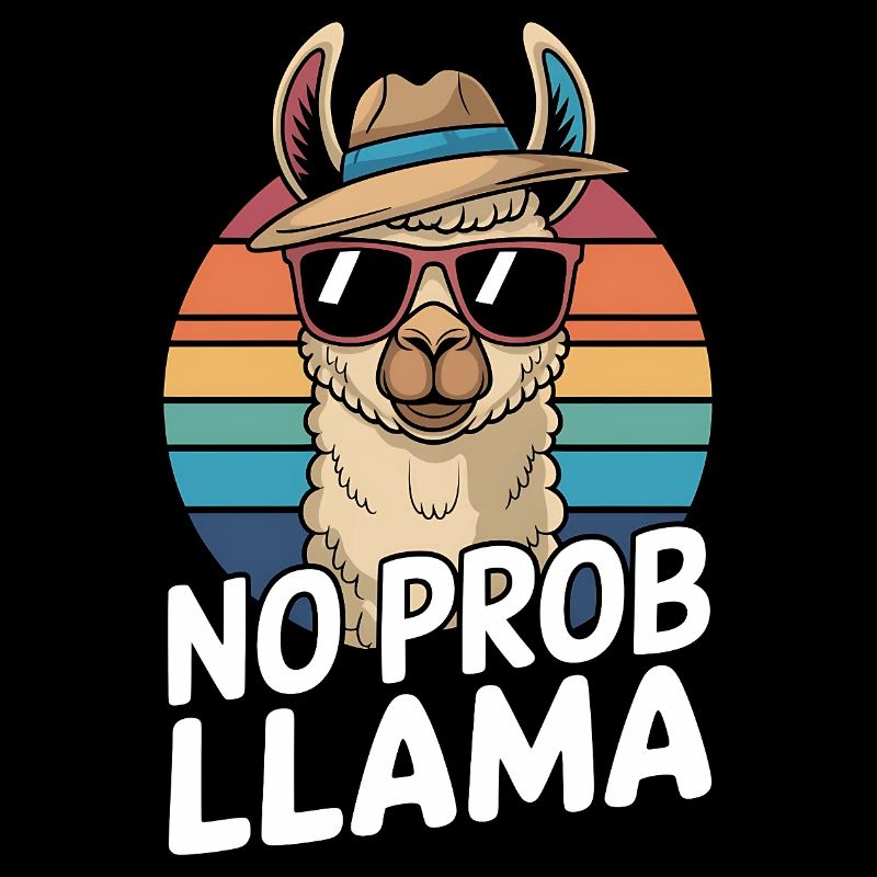 No Prob Llama Retro Sunburst Design