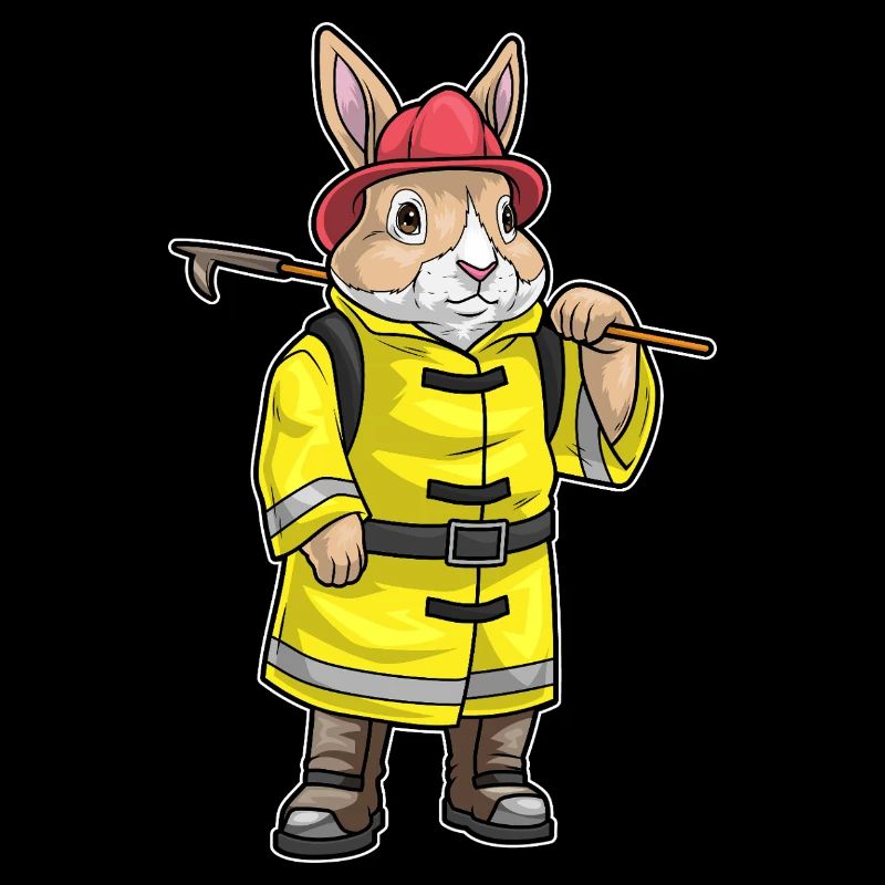 Rabbit Firefighter Tearing Hook Fire Brigade