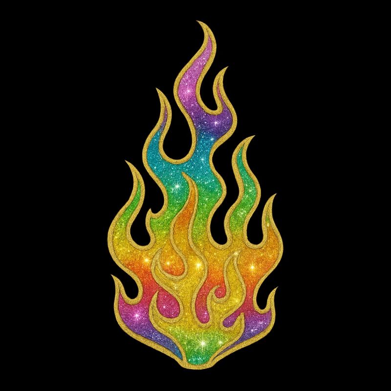 Rainbow Flames Glitter