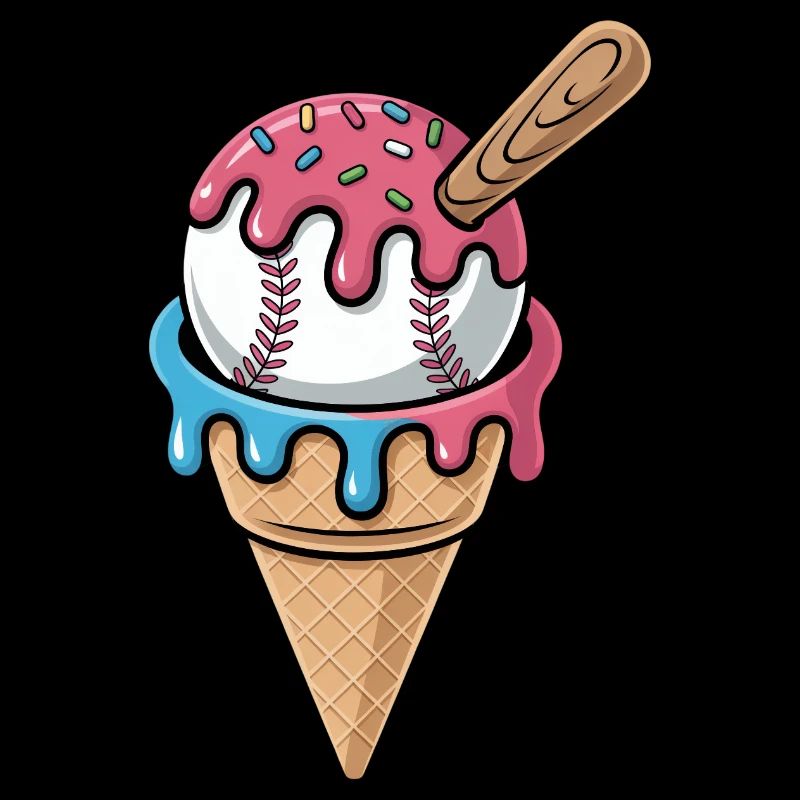 Baseball Eiscreme Waffel Mit Schlaeger Streuseln