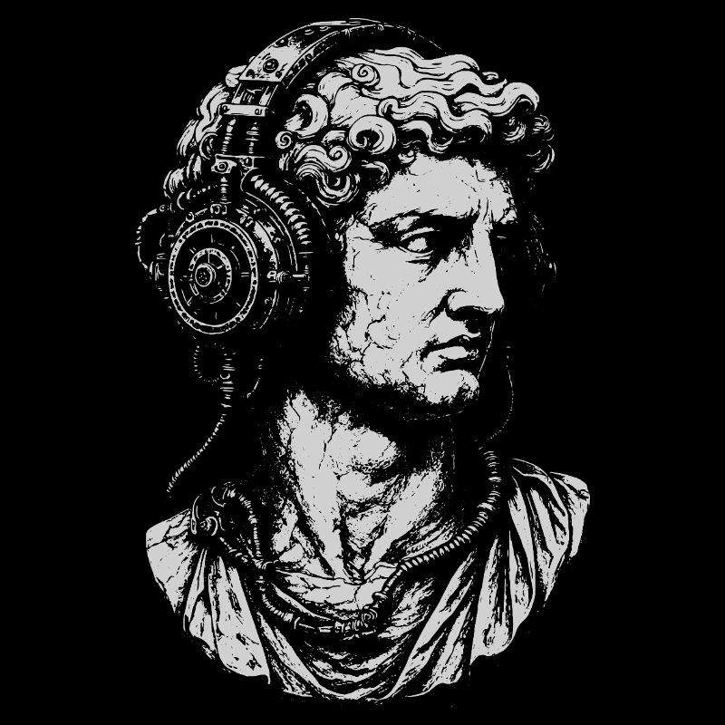 Classical Bust with steampunk Headphones