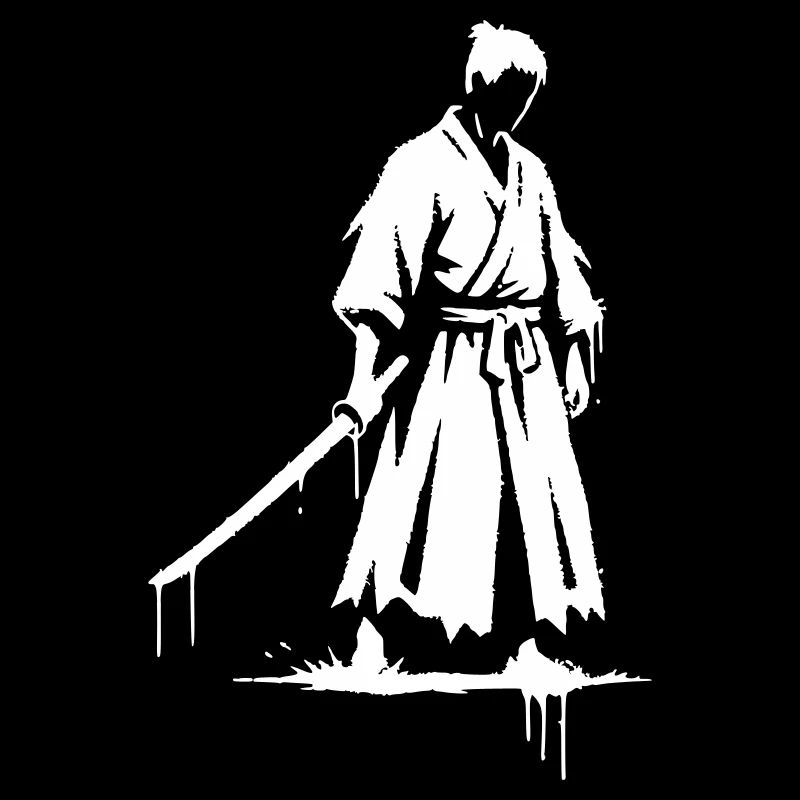 Graffiti de guerrier samouraï ronin triste