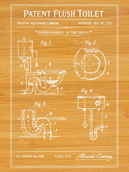 Patent Flush Toilet Blueprint