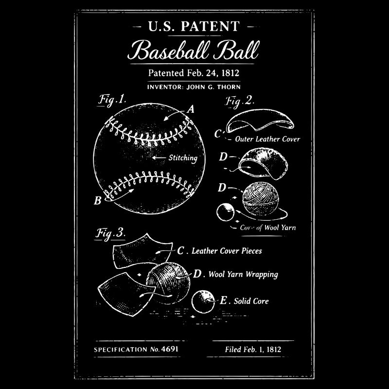 Vintage Baseball Patent Sketch