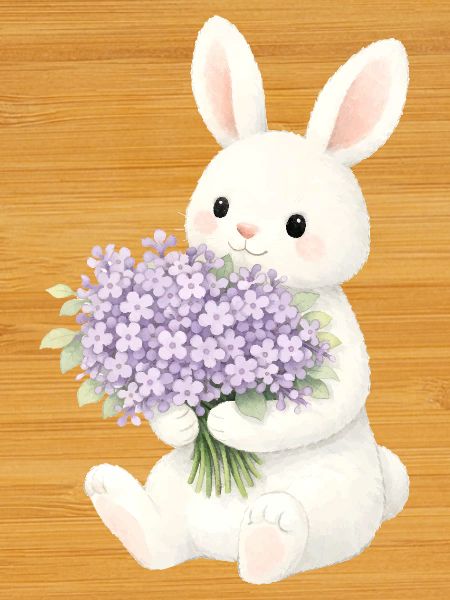 Bunny with lilac illustration