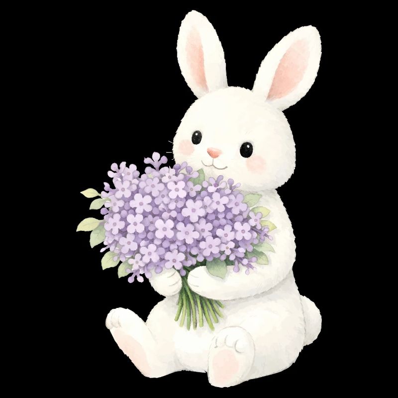 Lapin avec illustration lilas