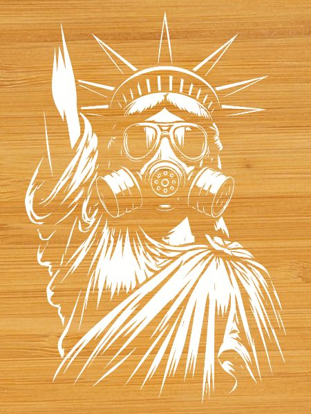 Freiheitsstatue mit Gasmasken-Design