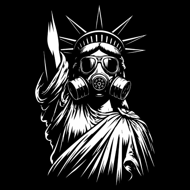 Freiheitsstatue mit Gasmasken-Design